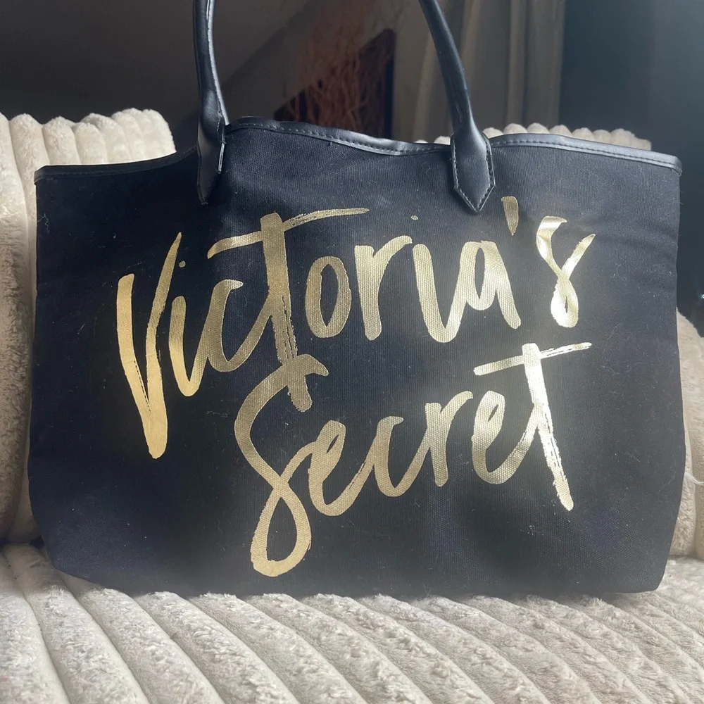 Victoria's Secret Black Tote with Gold Lettering - Picture 7 of 8